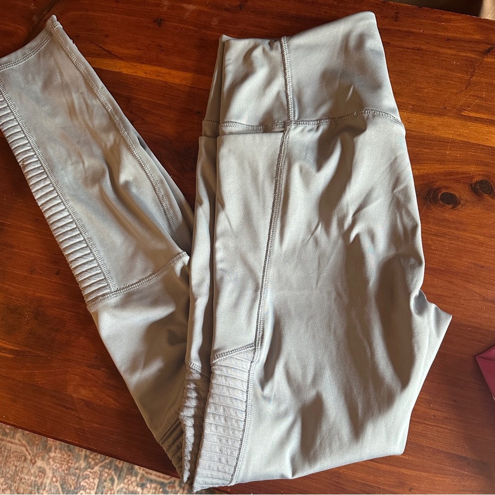 Fabletics Gray High-Waist Leggings with Textured Side Panels